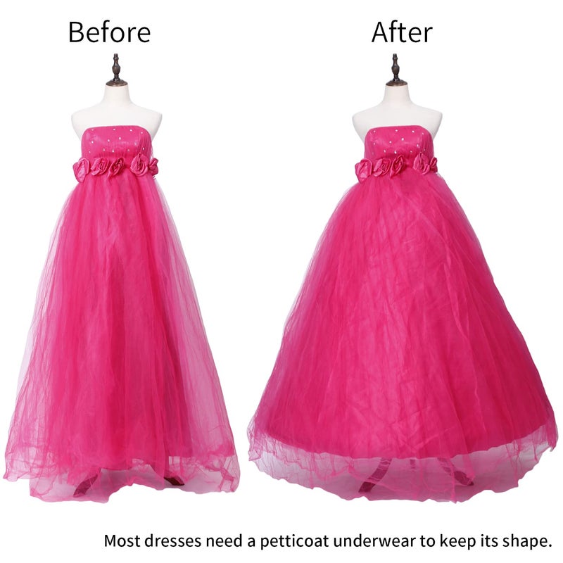 BBSET Women Crinoline Petticoat A-line 6 Hoop Skirt Slips Long Underskirt for Wedding Bridal Dress Ball Gown - Image 5